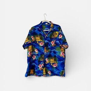 Rina Blue Tropical Print Shirt